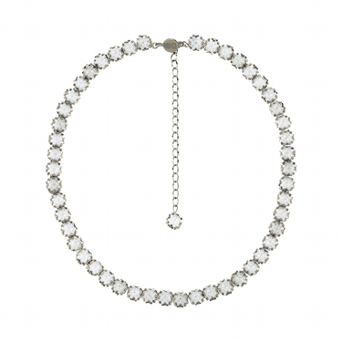 Collar Diamantes Cuadrados Plata Corto Transparente